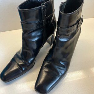 Via Spiga Black high heeled ankle boots.